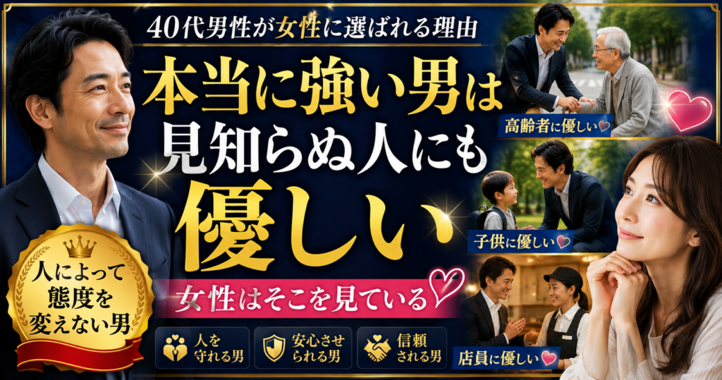本当に強い男は見知らぬ人にも優しい｜40代男性が女性に選ばれる理由