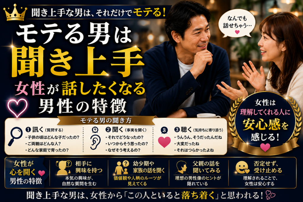 モテる男は聞き上手｜女性が話したくなる男性の特徴