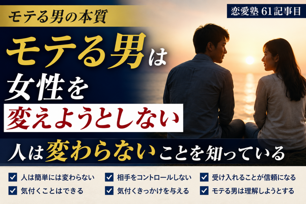 モテる男は女性を変えようとしない｜人は変わらないことを知っている