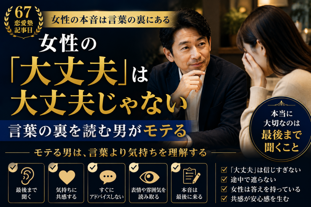 女性の「大丈夫」は大丈夫じゃない｜言葉の裏を読む男がモテる