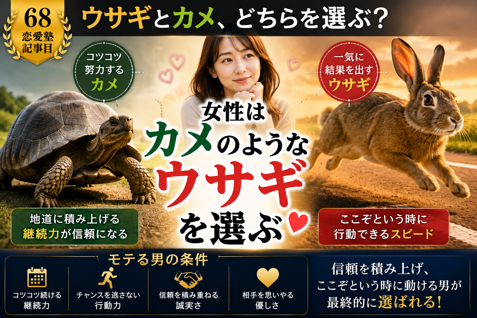 ウサギとカメどちらを選ぶ？｜女性はカメのようなウサギを選ぶ
