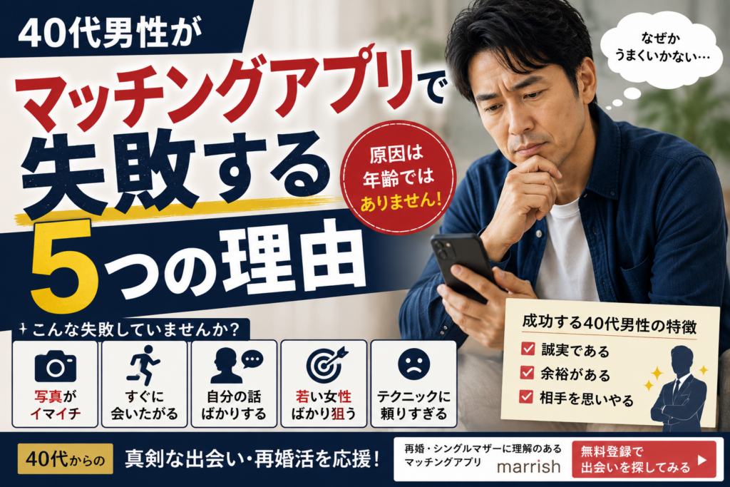 40代男性がマッチングアプリで失敗する5つの理由