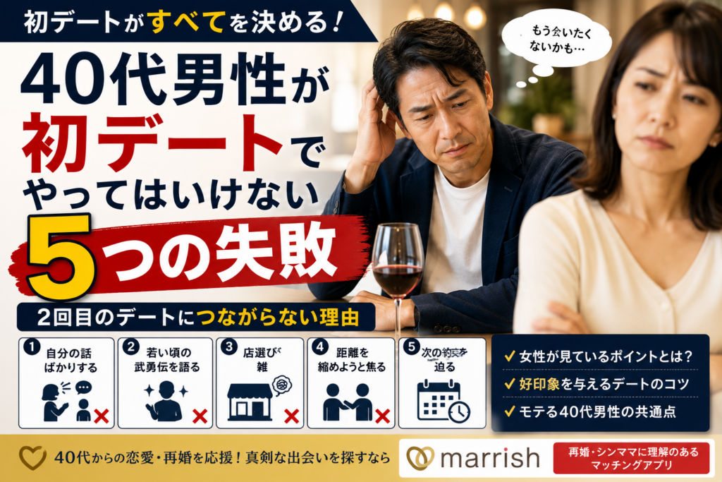 40代男性が初デートでやってはいけない5つの失敗｜2回目のデートにつながらない理由