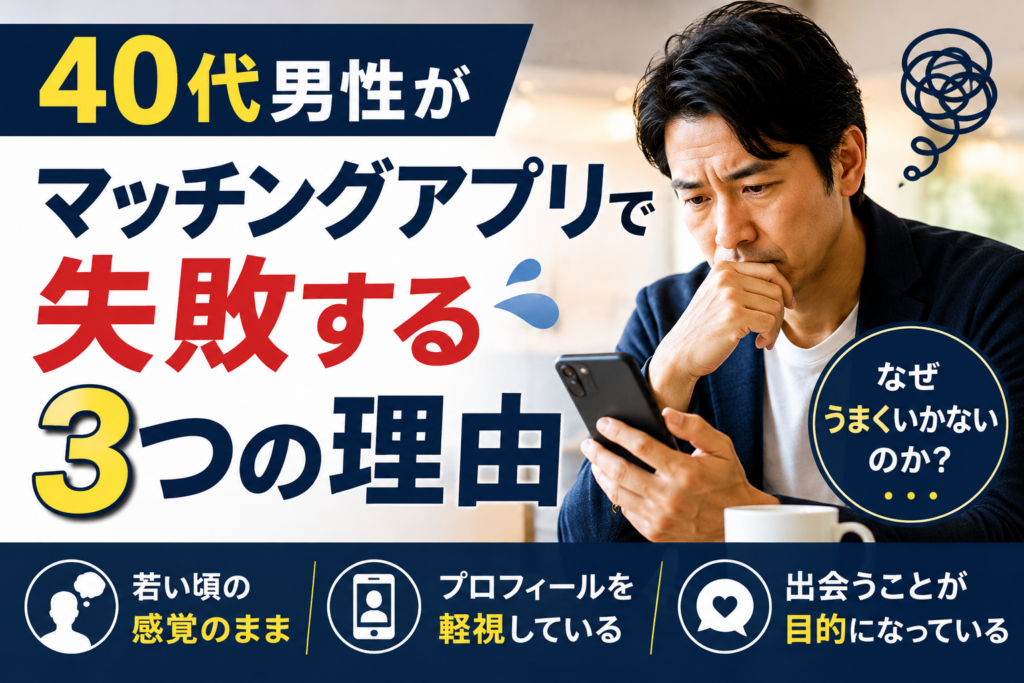 40代男性がマッチングアプリで失敗する3つの理由｜実はプロフィールより大切なこと