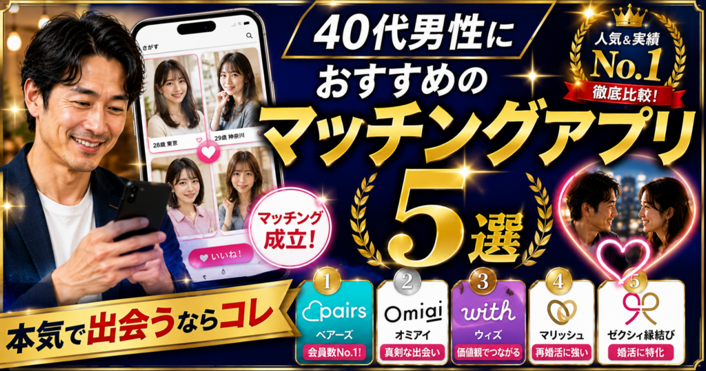 40代男性におすすめのマッチングアプリ5選