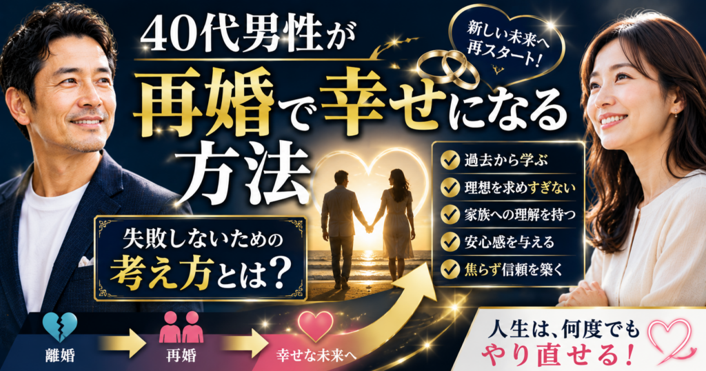 40代男性が再婚で幸せになる方法｜失敗しないための考え方