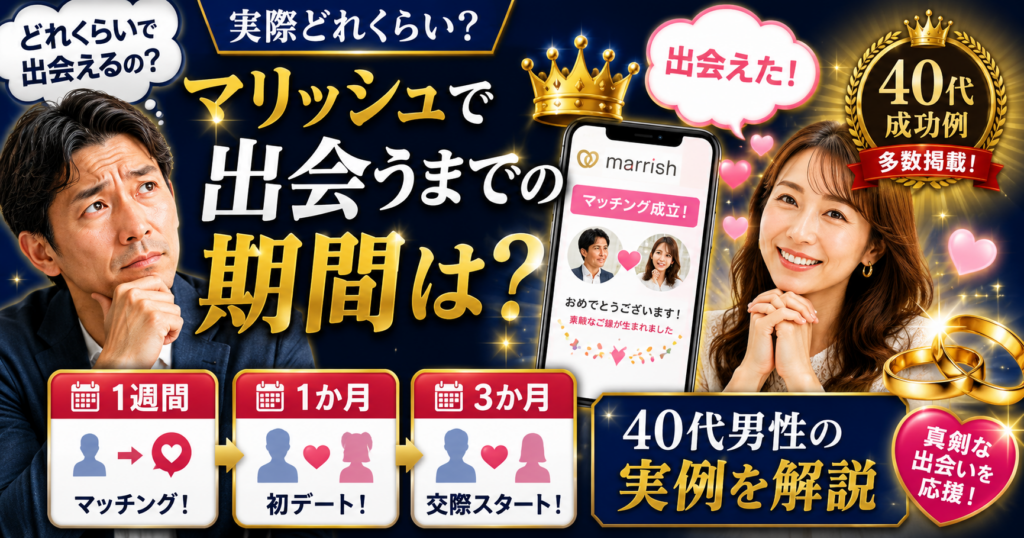 マリッシュで出会うまでの期間は？40代男性の実例を解説