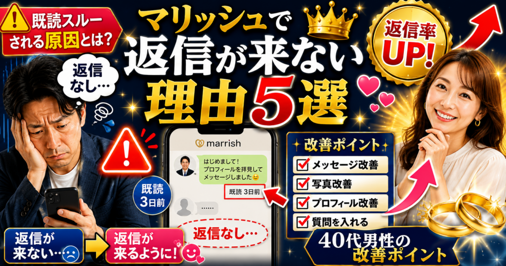 マリッシュで返信が来ない理由と改善方法｜40代男性向け完全ガイド
