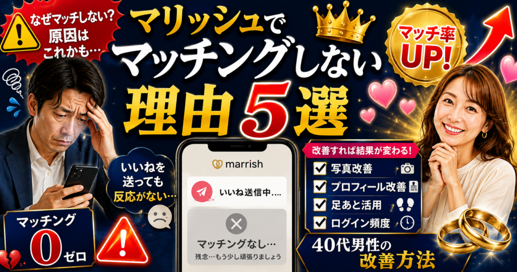 マリッシュでマッチングしない理由と対策｜40代男性向け完全ガイド