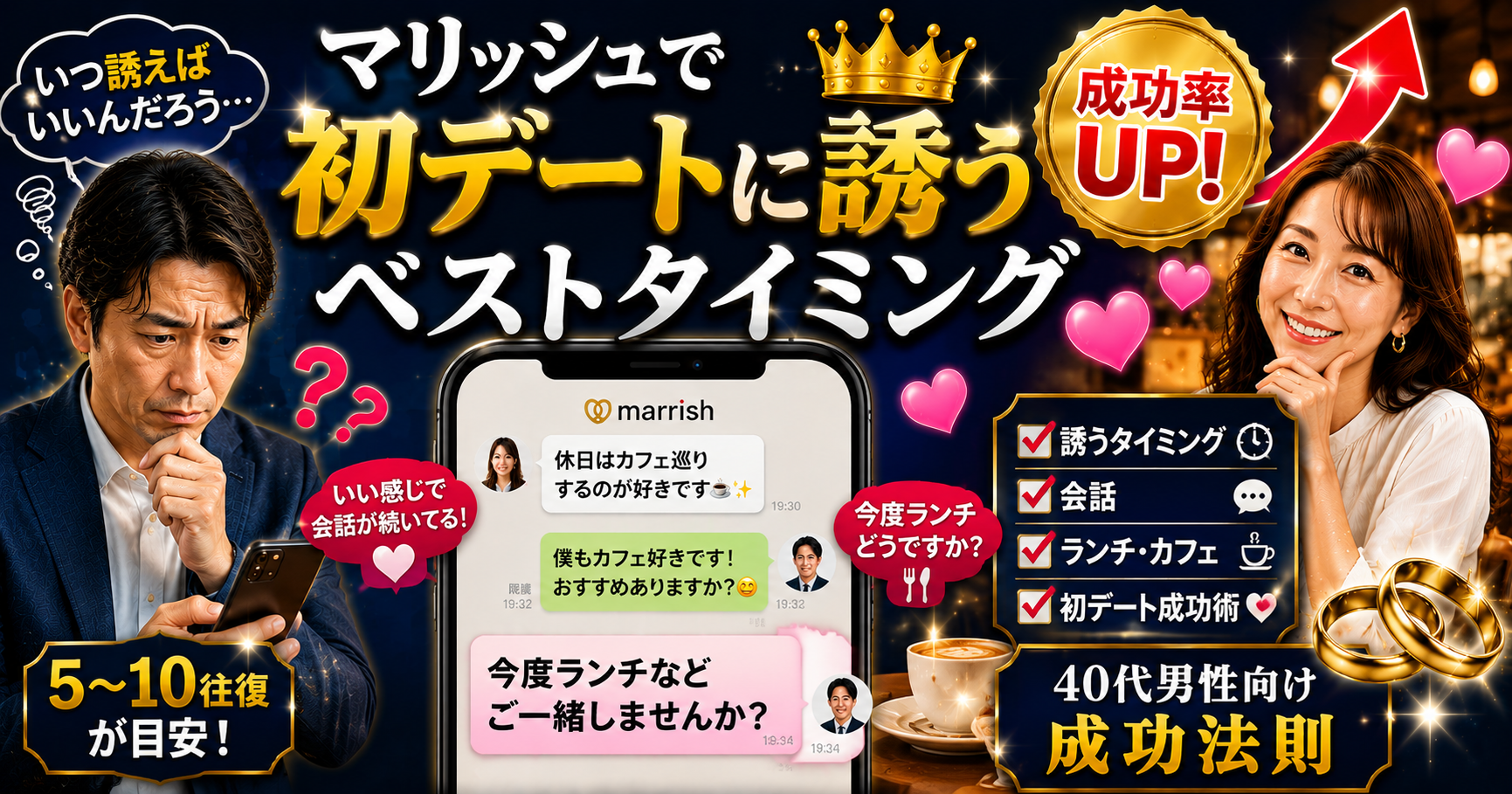 マリッシュで初デートに誘うベストタイミング｜40代男性向け解説