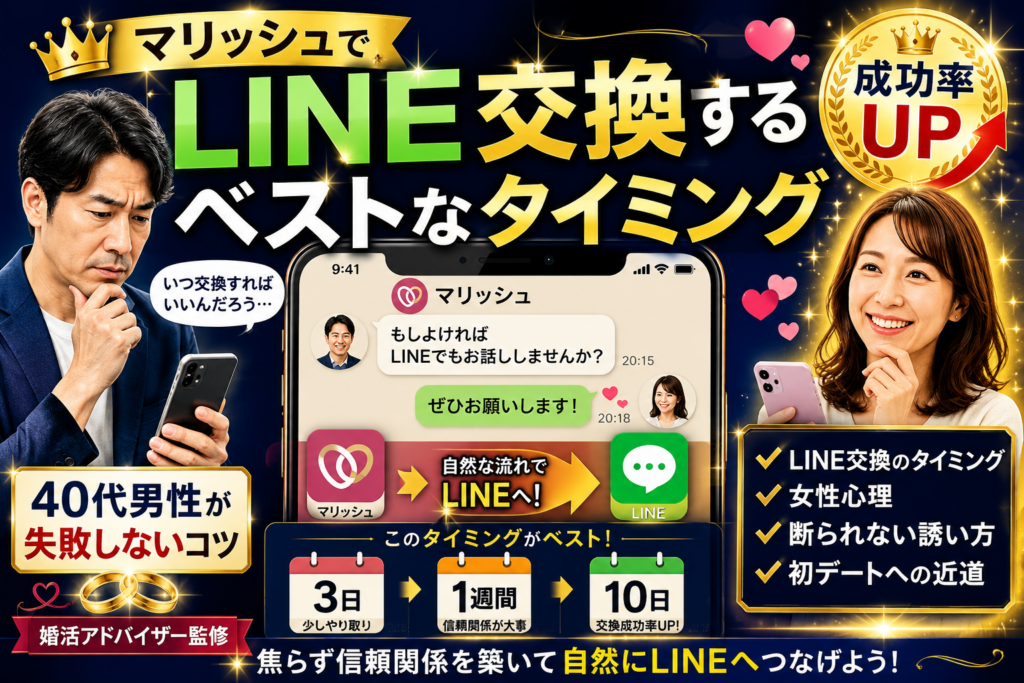 マリッシュでLINE交換するベストなタイミング｜40代男性が失敗しないコツ