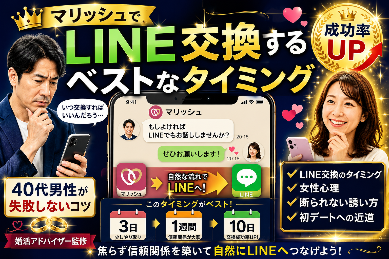 マリッシュでLINE交換するベストなタイミング｜40代男性が失敗しないコツ