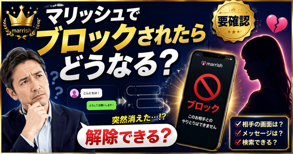 マリッシュでブロックされたらどうなる？解除できる？40代男性向け解説