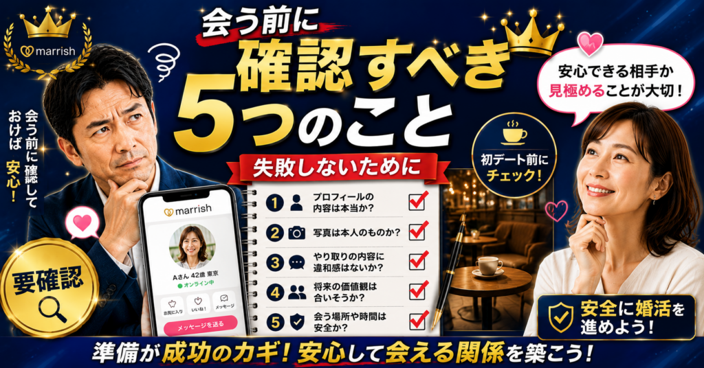 マリッシュで会う前に確認すべき5つのポイント｜初対面で失敗しないために