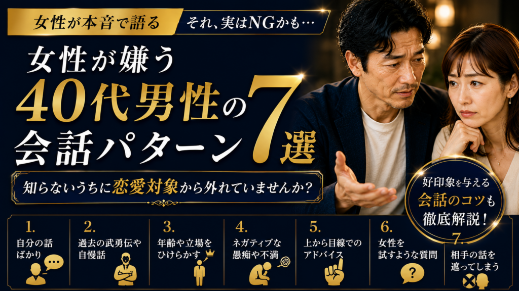 女性が嫌う40代男性の会話パターン7選のアイキャッチ画像